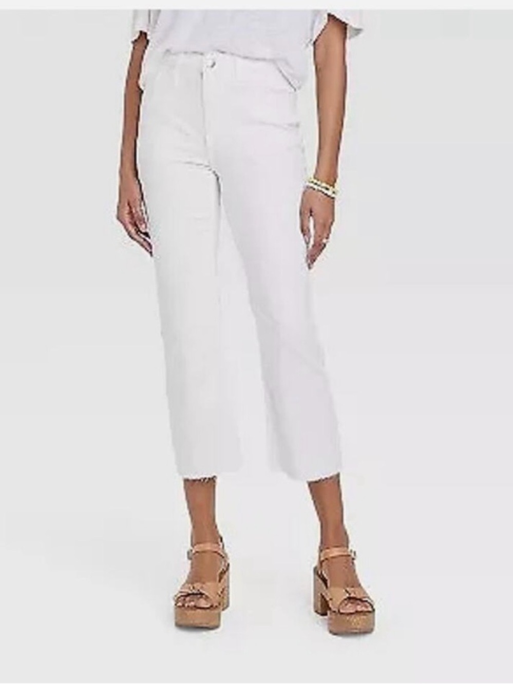 Universal Thread White Cropped Wide-Leg Jeans- Ankle Bootcut